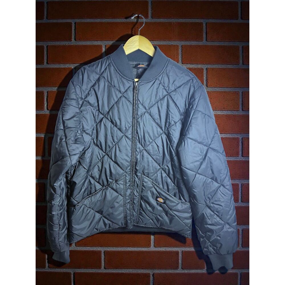 Dickies Quilted Bomber Jacket Gray Insulated Workwear Size M